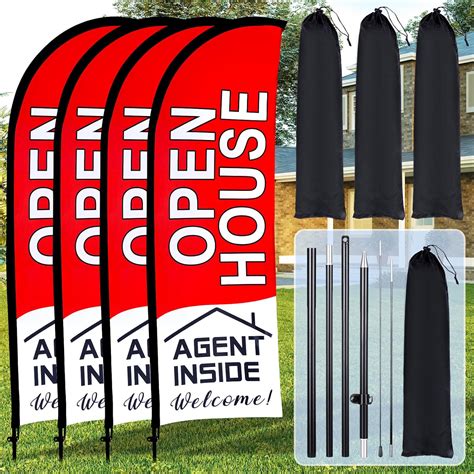 Amazon.com : Buryeah 4 Pack Open House Flags Signs for Real Estate ...