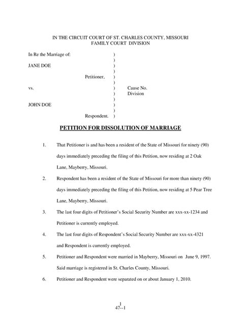 Missouri Divorce Forms - Free Templates in PDF, Word, Excel to Print