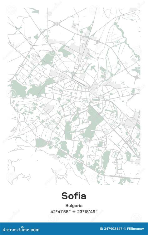 Sofia, Bulgaria - Vector Map of City in Pastel, Gray, White, Green Colors Stock Vector ...