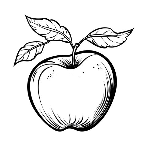 Premium Photo | A black and white drawing of an apple