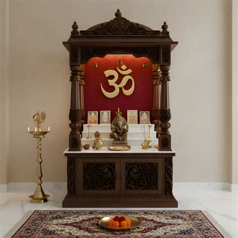 Mandirs | Teak Wood Brown Pooja Mandir | Raktashri by DZYN – DZYN ...