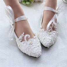 Bridal Shoes Flat by Flats Pearls Lace Princess Wedding White Bridal Shoes Flat