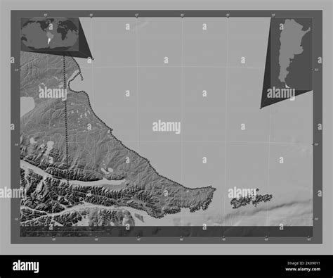Tierra del Fuego, national territory of Argentina. Bilevel elevation ...