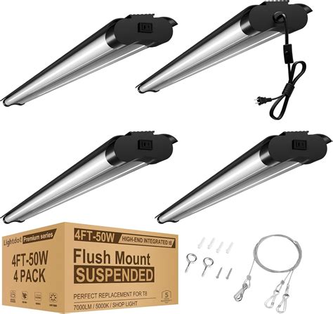 Lightdot 4FT Linkable LED Shop Light for Garage, 4 Pack 50W Utility ...