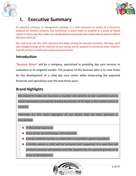 Business Plan Daycare Template