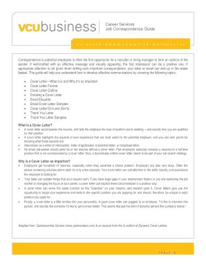 Fillable Online business vcu Job Correspondence Guide - VCU - School of ...