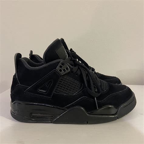 Black Cat Jordan 4s GS ON HOLD UK 5 only worn a... - Depop