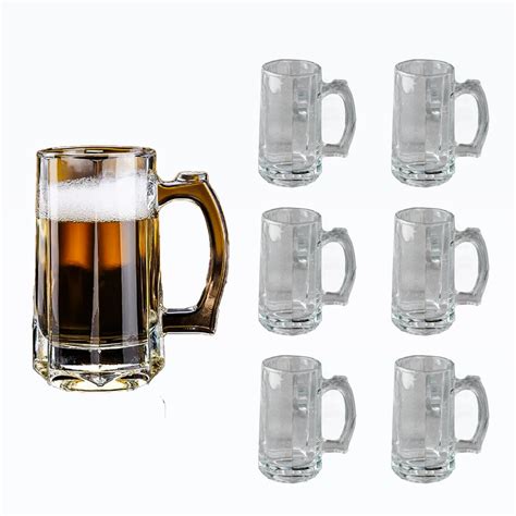 Transparent Beer Mugs Set of 6 - 400ml | Black Carrot – BlackCarrot