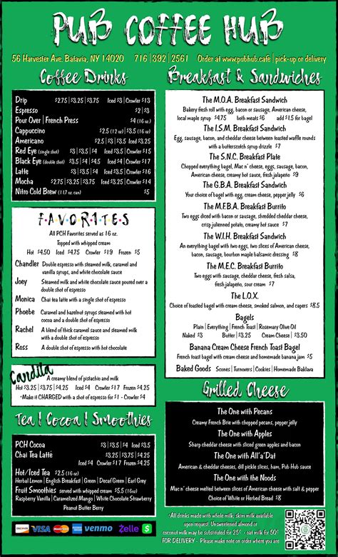Pub Coffee Hub menu in Batavia, New York, USA