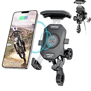 iMESTOU Motorcycle Phone Mount Wireless Qi USB C 2 in 1 Charger for 4.0 ...