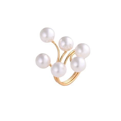 Shining Diva Fashion Adjustable Elegant Pearl Gold Plated Ring for ...