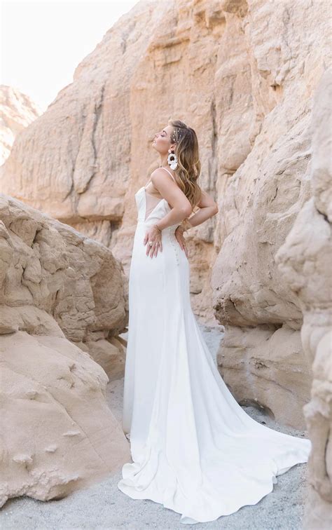 Luxe Satin Column Slip Wedding Dress with Side Cutouts and Spaghetti Straps