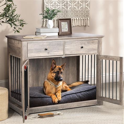 Vitesse 44 inch Large Dog Crate Furniture, Wooden Dog Kennel End Table ...