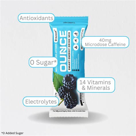 Ounce Energy Drink Powder + Electrolyte Powder - 20 On-The-Go Caffeine ...