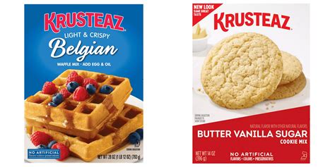 Krusteaz Belgian Waffle Mix, 28 oz&Krusteaz Butter Vanilla Sugar Cookie ...