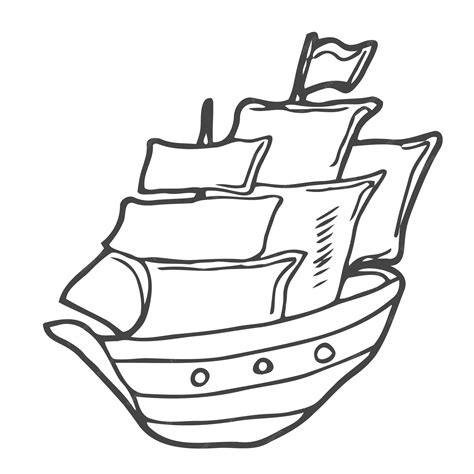 Barca a vela a vela yacht nave barca in mare disegno artistico a mano ...