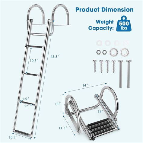 IRONMAX Boat Ladder, 4 Step Stainless Steel India | Ubuy