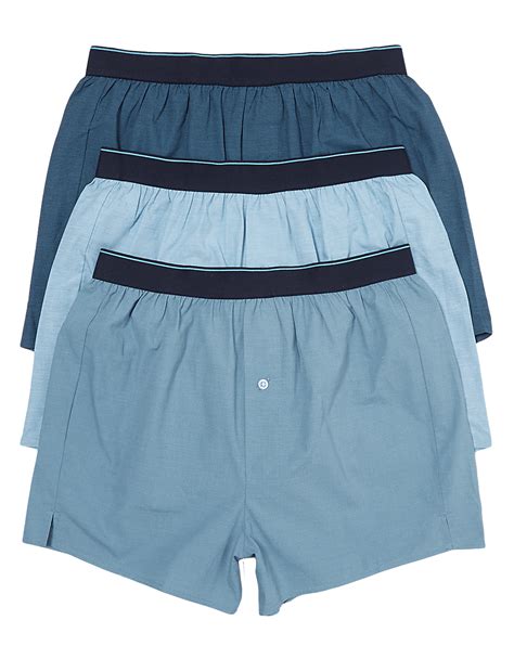 Buy 3pk Pure Cotton Woven Boxers at Marks & Spencer