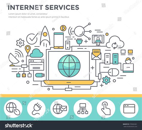 Internet Service Concept Illustration Thin Line Stock Vector (Royalty ...