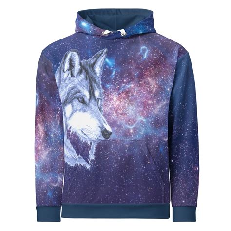 Men's Blue Galaxy Wolf Hoodie | Wolf Lover | Doggy Love And More ...