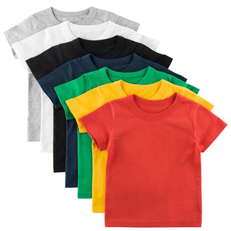 Phenas Toddler Boys Solid Cotton T-Shirts 7-Pack Short-Sleeve Crew Neck ...