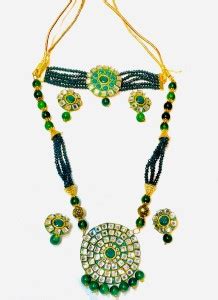 Chamunda cosmatik Plastic, Paper Gold-plated Green Jewellery Set Price ...