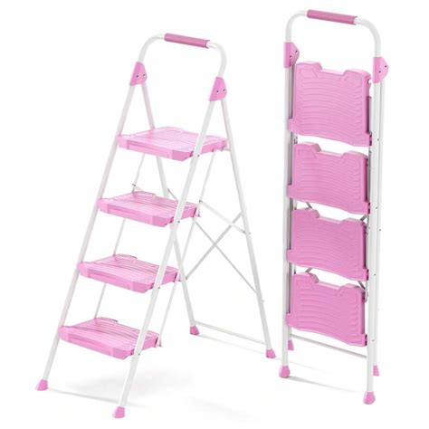 TOOLF TOOLF 4 Step Ladder, 900lbs Sturdy Step Stool With Handrail, Anti ...