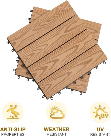Buy ALIMODERN Wood-Plastic Composite Floor Tiles with Natural Wood ...