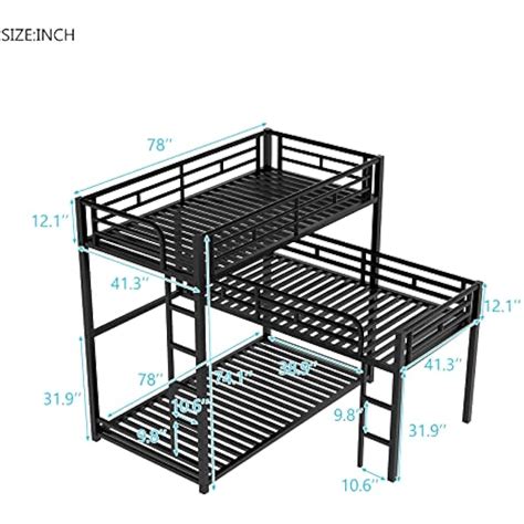 Bellemave Triple Bunk Bed L-Shaped Bunk Bed for 3 Space-Saving India | Ubuy