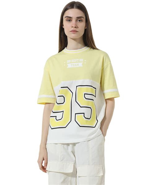 Yellow Colourblocked Varsity T-shirt
