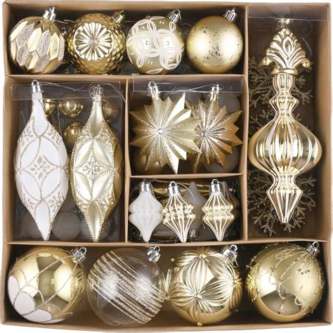 Amazon.com: Valery Madelyn Christmas Tree Ornaments Set, 80ct White and ...