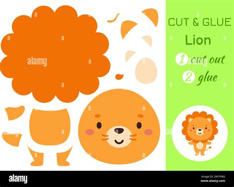 Cut and glue paper little lion. Kids crafts activity page. Educational ...