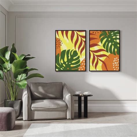 Abstract Botanical Leaf Wood Print Wall Art Set of 2 – Chalk My Theme