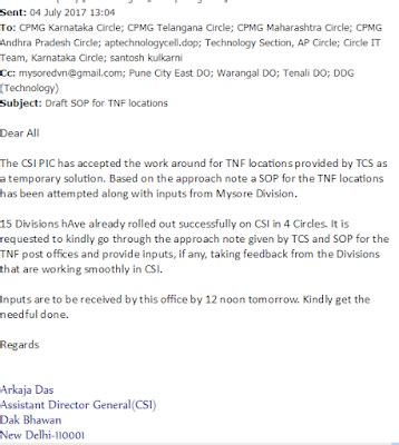 Draft SOP for TNF locations