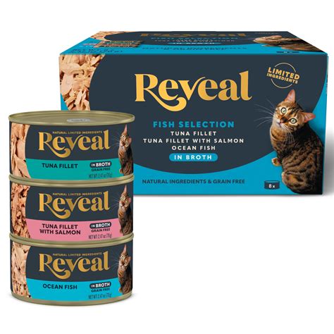 Reveal Pet Food Natural Wet Cat Food Fish Selection in Broth 8 x 2.47oz ...