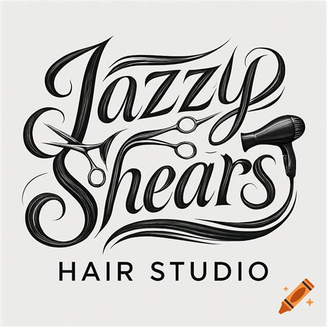 Black and white hair salon logo with text 'Jazzy Shears' stylized as ...