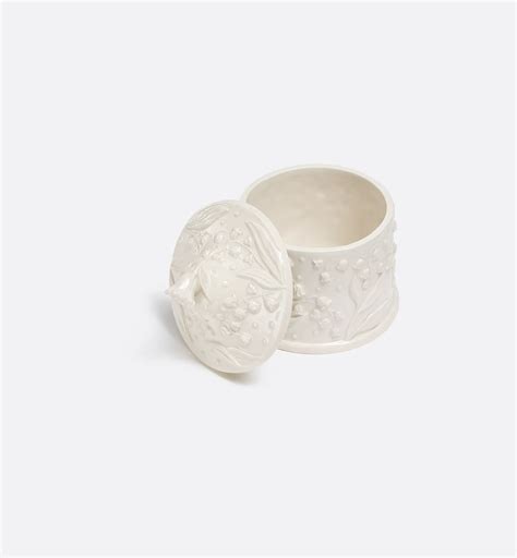 Boîte Faïence blanche à motif Lily Dior en relief | DIOR