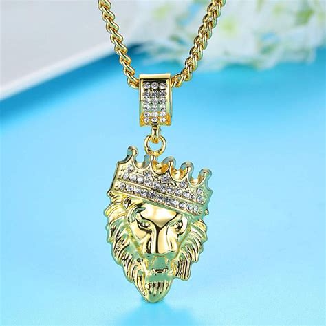Lion King Crown Kings Landing Gold Rhinestone Crystal Pendant Chain – ZIVOM
