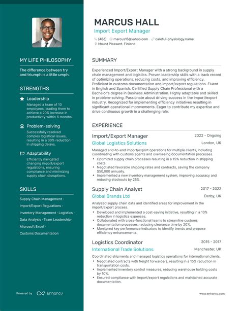 3 Successful Import Export Manager Resume Examples And Writing Tips for ...