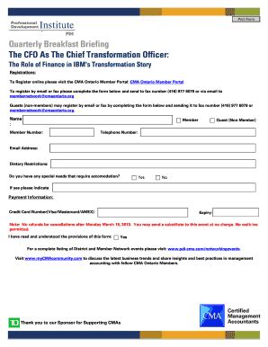 Fillable Online Quarterly Breakfast Briefing The CFO As The Chief ...