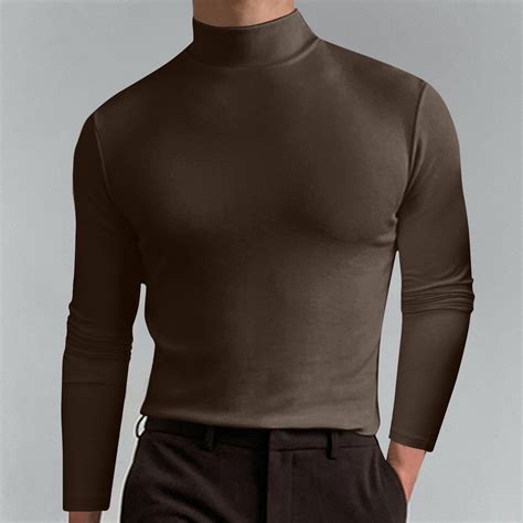 Herrnalise Mens Mock Neck T Shirts Pullover High Neck Turtleneck ...