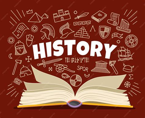 Premium Vector | History textbook symbols icons on school board
