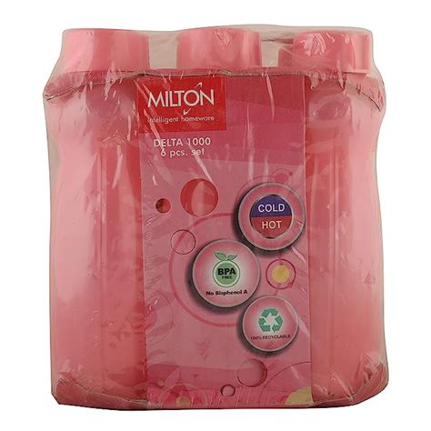 MILTON Plastic Water Bottle, 1000ml, Set of 6, Multicolour : Amazon.in ...