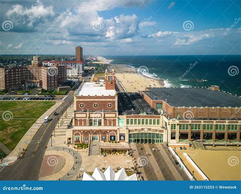 Drone of a Building in Asbury Park Beach Boardwalk New Jersey by the Atlantic Ocean Stock Image ...