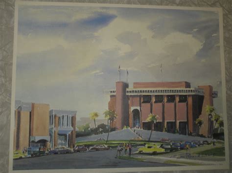 Bob Carr Theater, Orlando, 1960 | Florida artist, Watercolor print, Orlando