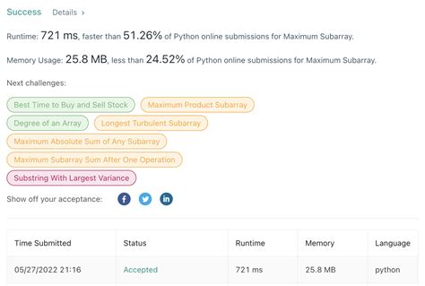 Maximum Subarray LeetCode Solution 的图像结果
