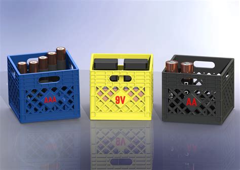 Milk Crate Battery Holders for AA & AAA Batteries w/ 2-Color Printed Labels! von oriddlero ...