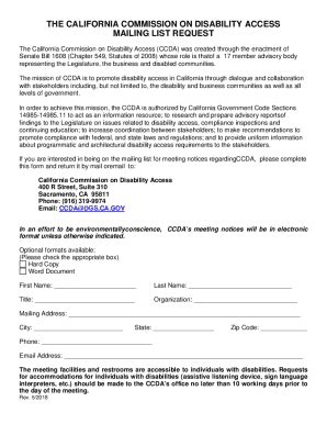 Fillable Online California Commission on Disability AccessState ...