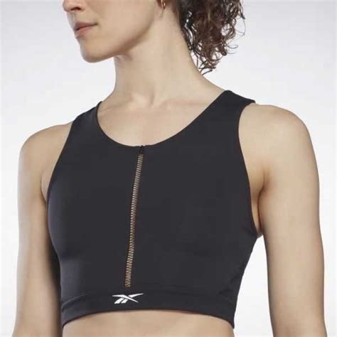 Reebok T Shirts Online Shopping India - Black Womens Lux Perform Crop Top