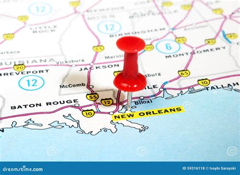 New Orleans USA map stock photo. Image of guide, push - 59316118